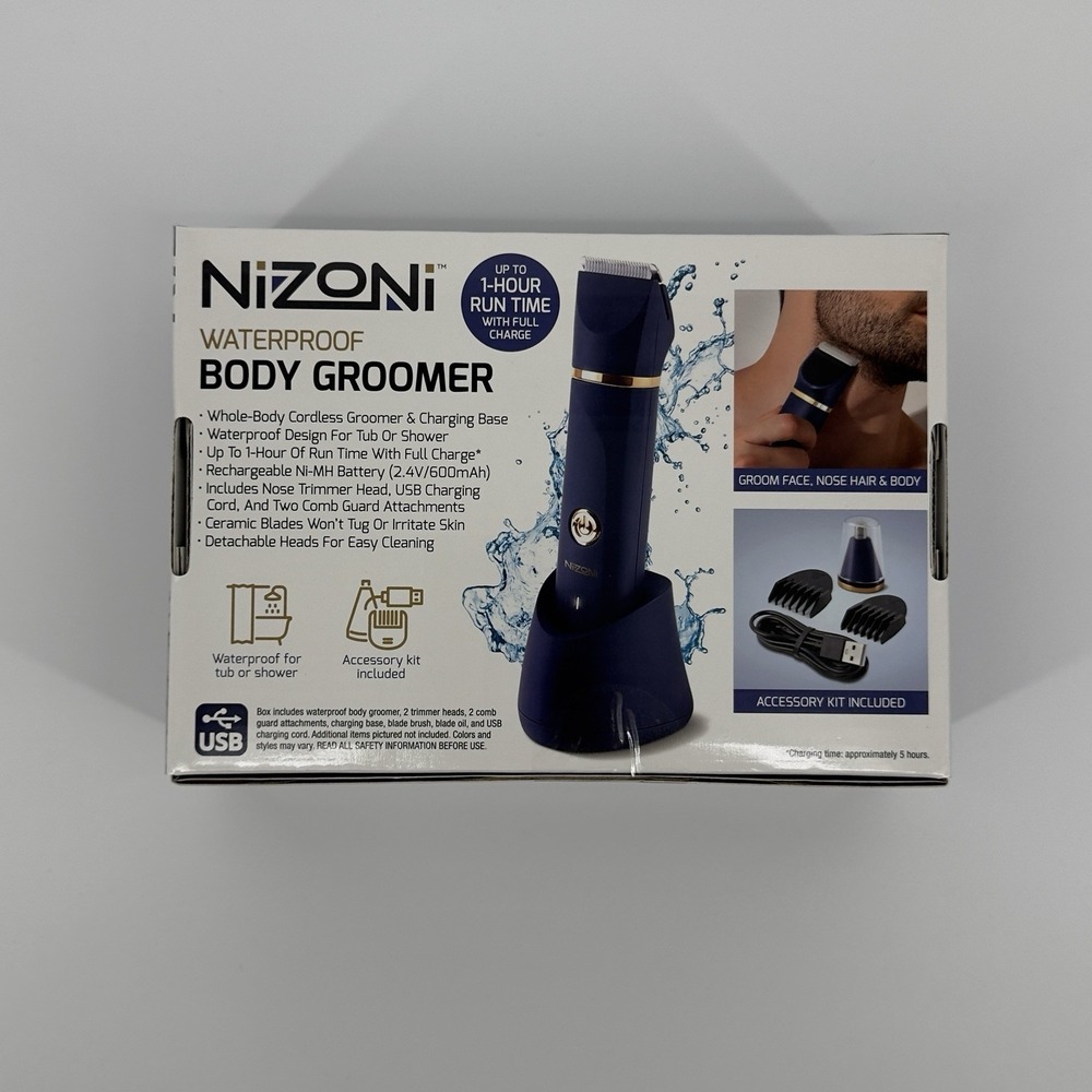 NIZONI Waterproof Body Groomer Trimmer USB Rechargeable Wet Dry Nose Hair Kit‎ - Picture 2 of 5